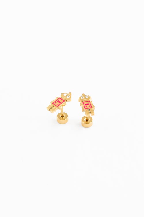 Pip Pop Robot Stud Earrings In Metallic