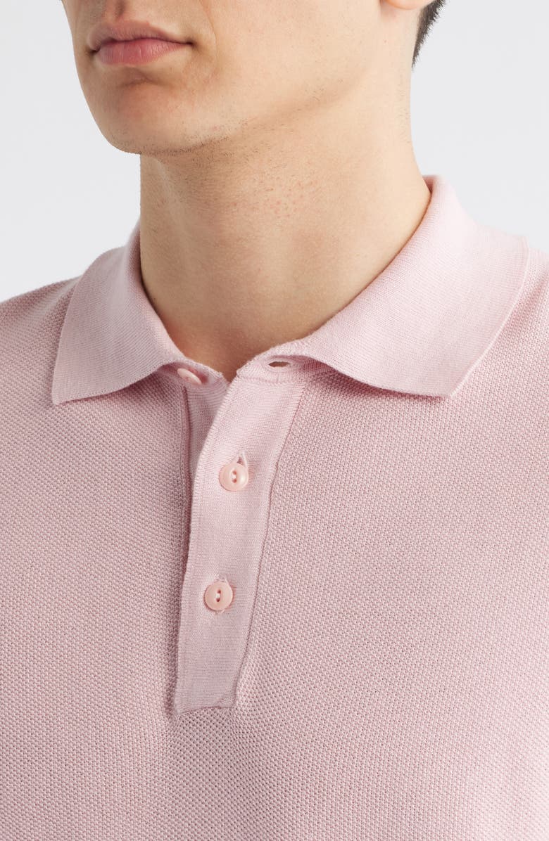 MERZ B SCHWANEN Organic Cotton Piqué Polo, Alternate, color, Dusted Pink