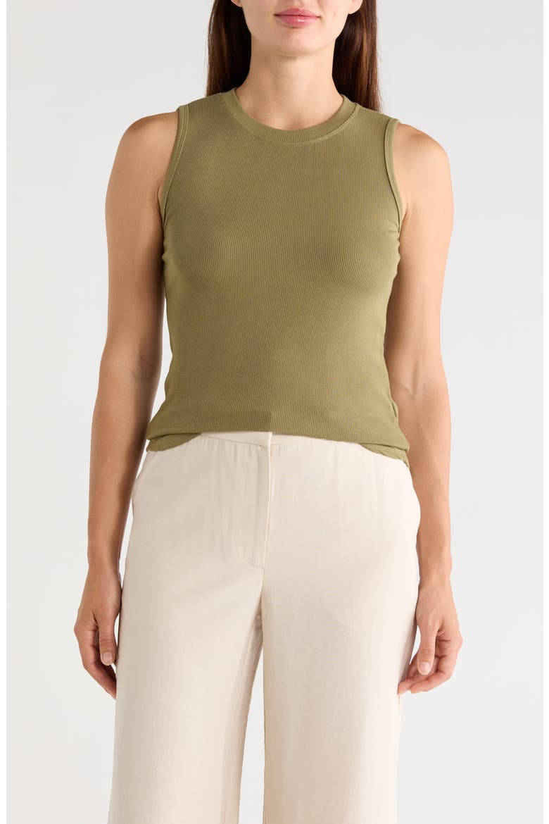 Crewneck Ribbed Tank, Main, color, MARTINI OLIVE