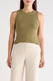 T Tahari Crewneck Ribbed Tank