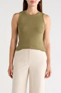 T Tahari Crewneck Ribbed Tank