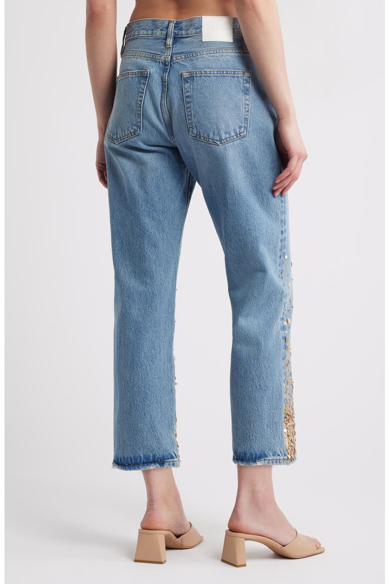 The Atelier Champagne Ankle Straight Leg Jeans, Alternate, color, GOLD EMBELLISHED