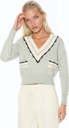 Alexia Admor Arden Deep V Contrast Trim Cardigan