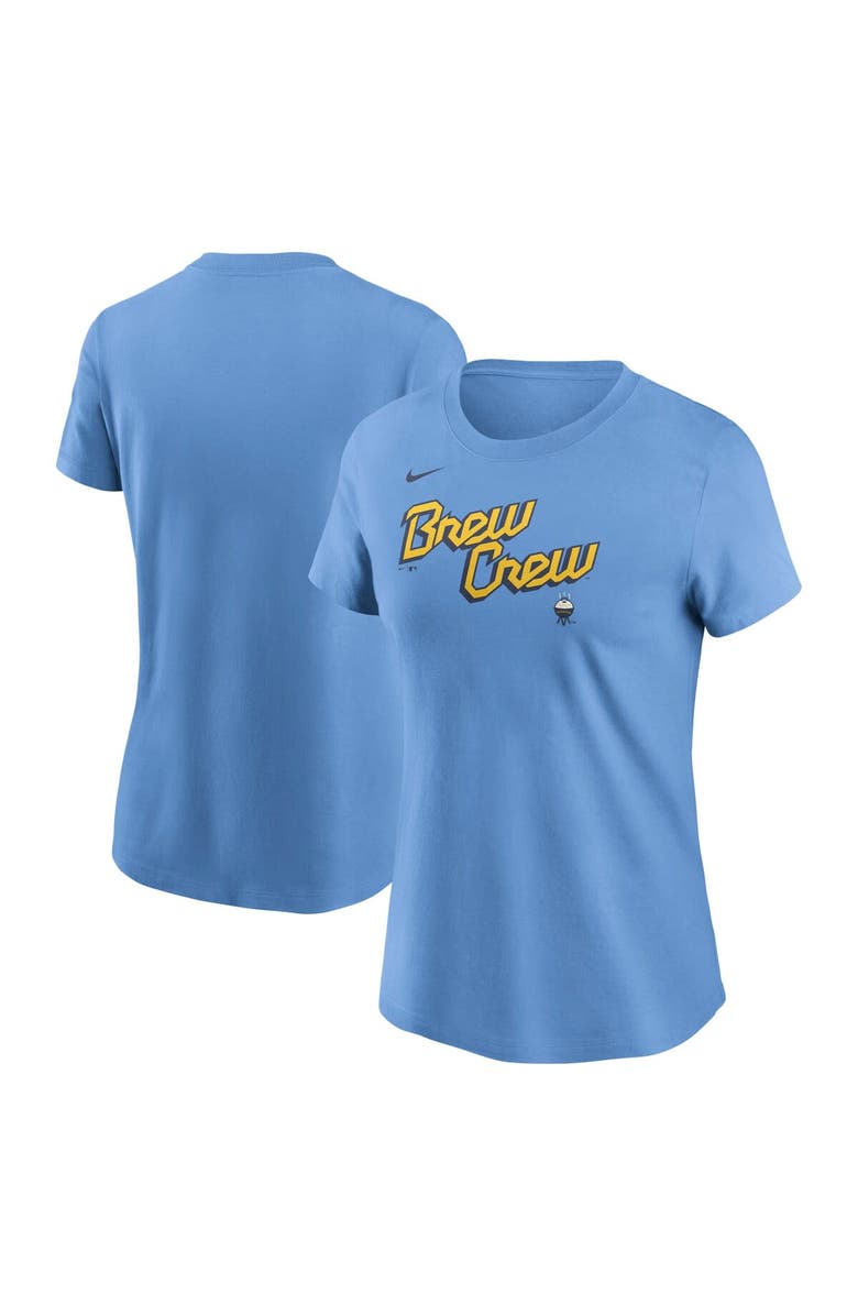 Nike Women's Nike Powder Blue Milwaukee Brewers City Connect Wordmark T-Shirt, Alternate, color, 