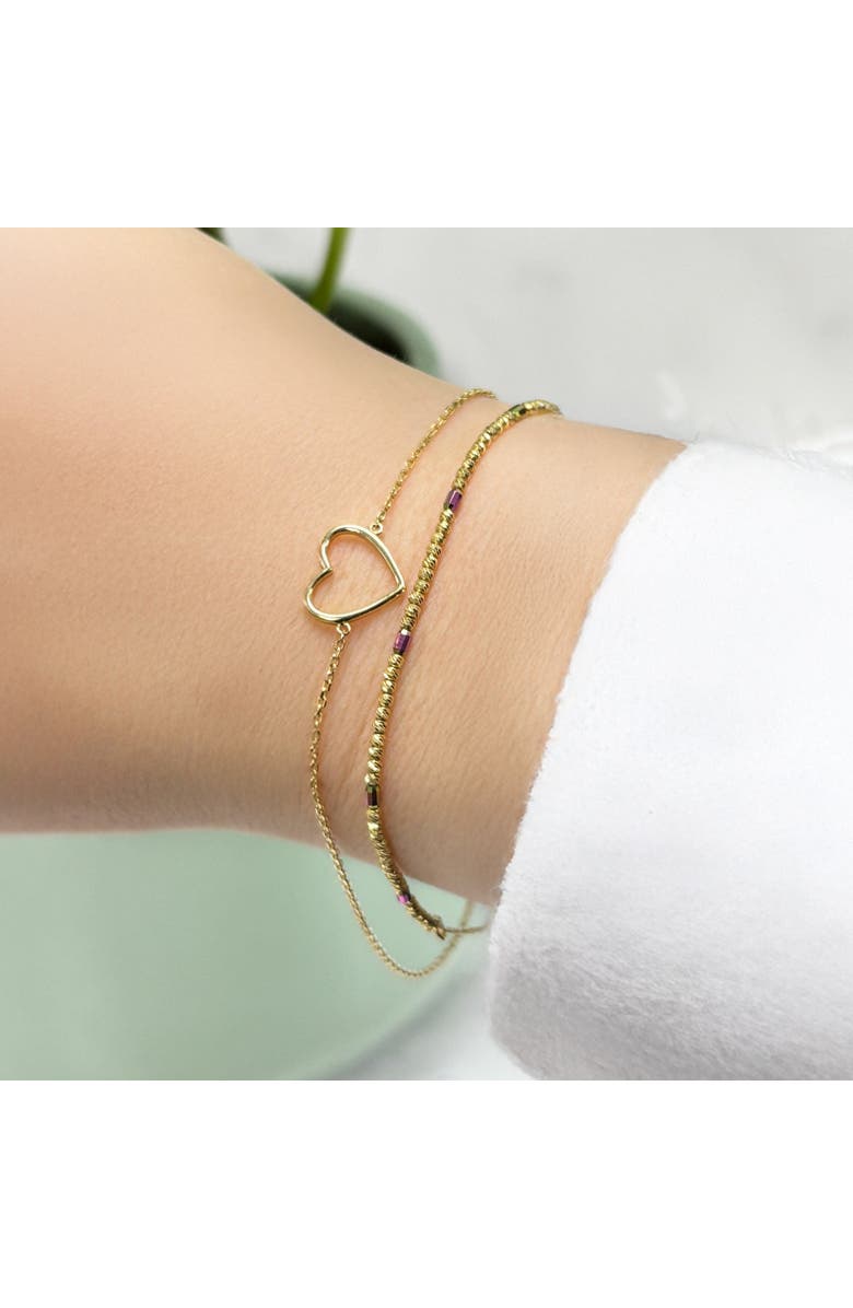 The Lovery Fine Jewelry Pink and Gold Sparkle Cut Adjustable Bead Bracelet, Alternate, color, Pink