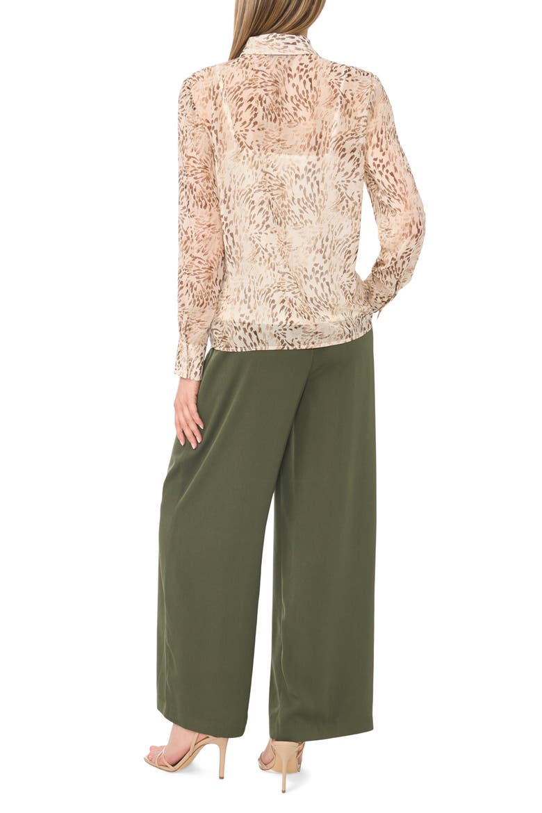 Hidden Placket Semisheer Chiffon Button-Up Shirt, Alternate, color, AFTERGLOW