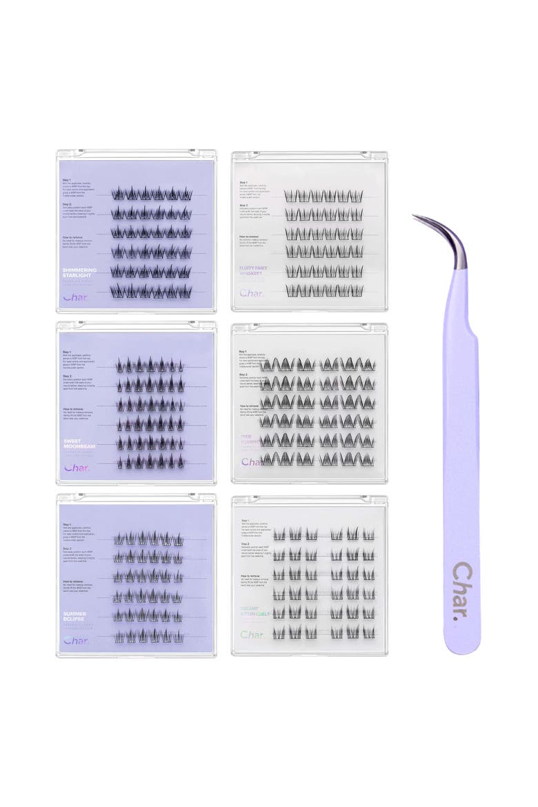 Dreaming Bunny Collection and Pixie Paw Collection Pre-Glued Reusable Lashes with Curved Tweezer, Main, color, Black