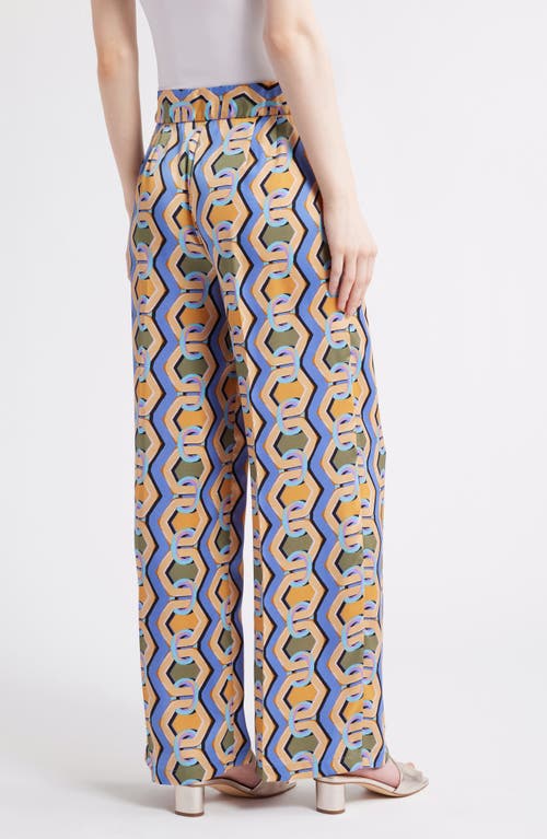 Tahari Asl Geo Print Wide Leg Satin Pants In Multi