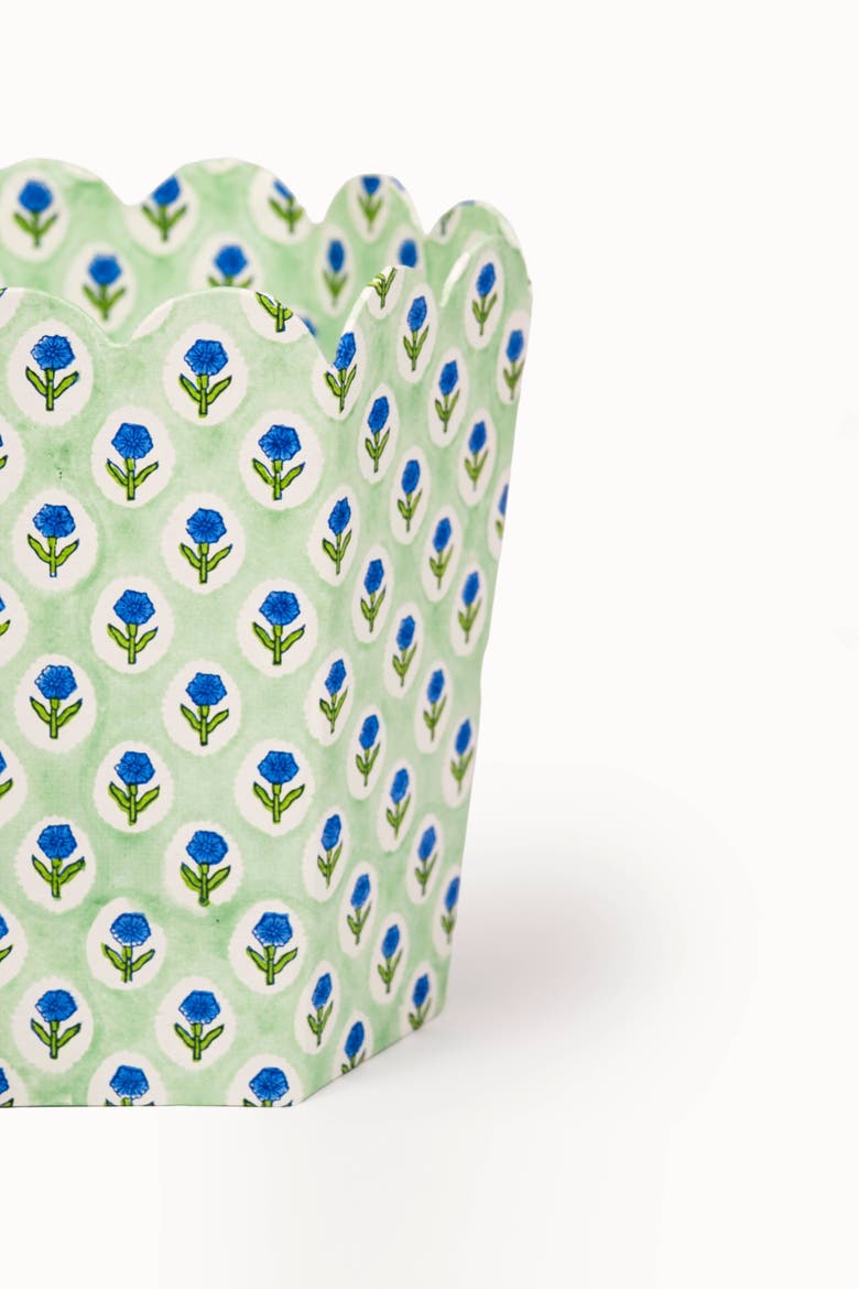 Block Print Storage Waste Basket Collapsible, Alternate, color, Mint