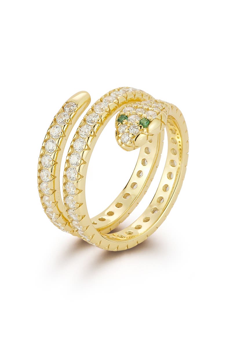 Snake Wrap Pavé Cubic Zirconia Ring, Alternate, color, GOLD