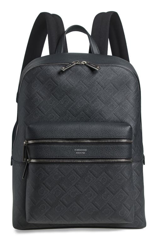 FERRAGAMO FERRAGAMO GANCIO EMBOSSED LEATHER BACKPACK