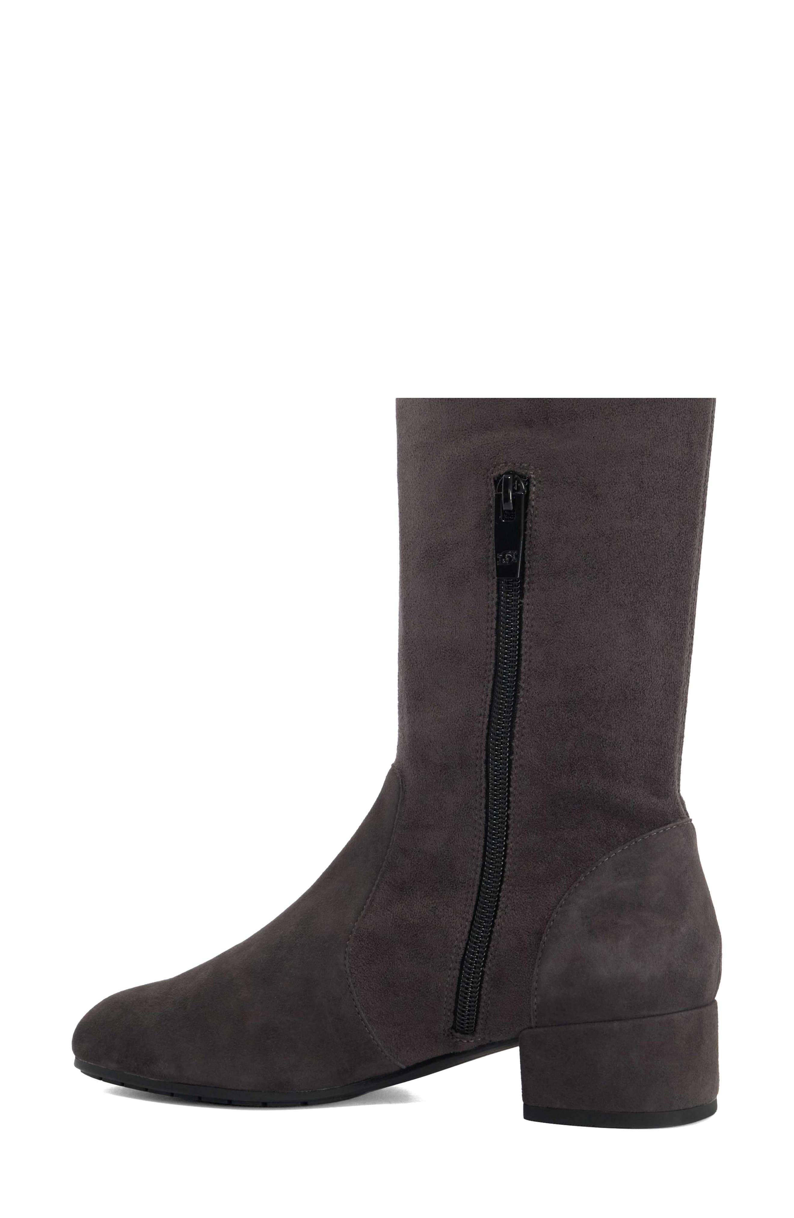 Topsys Tall Stretch Leather Boot, Alternate, color, DARK GREY