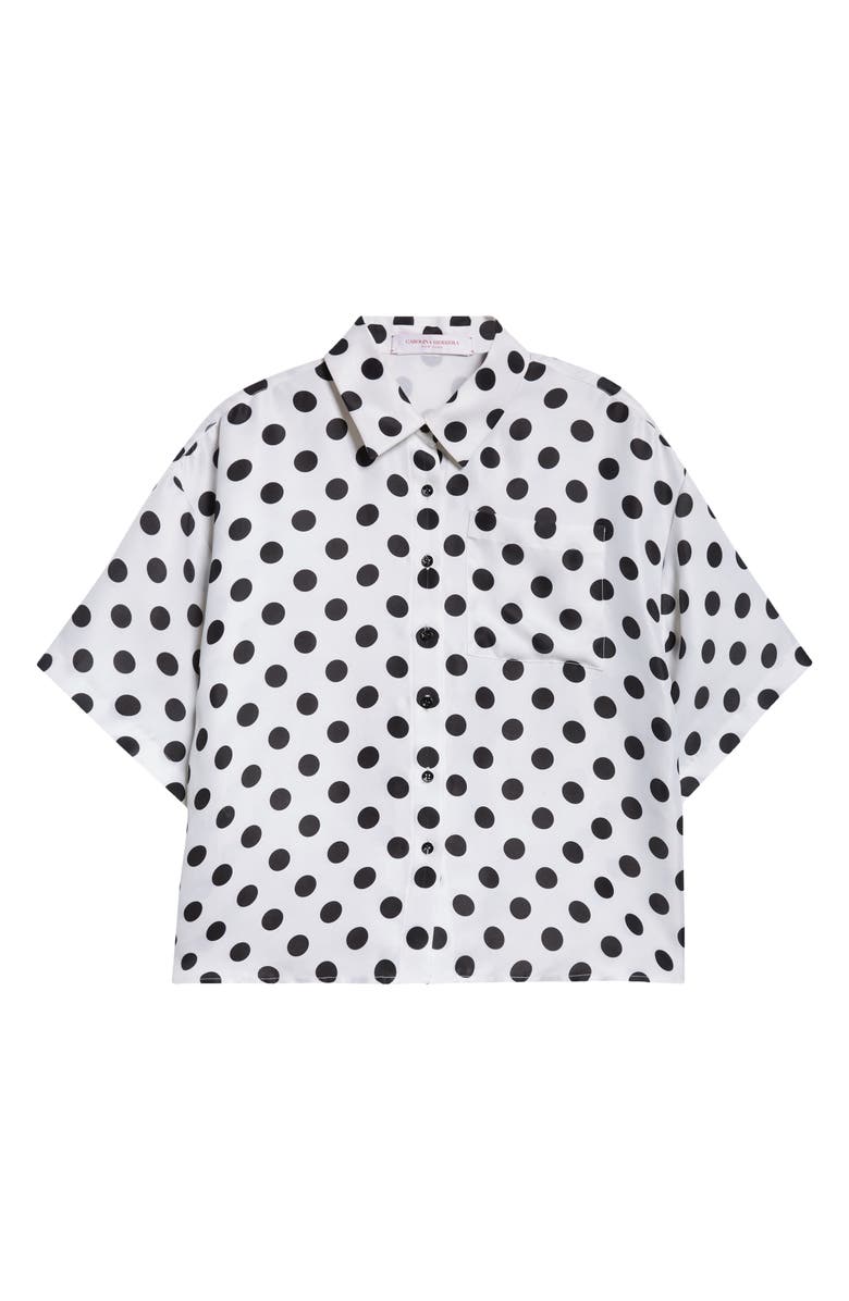 Carolina Herrera Polka Dot Silk Camp Shirt, Alternate, color, 