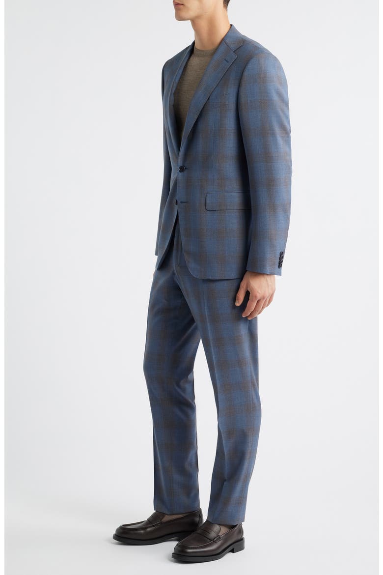 Capri Trim Fit Blue & Brown Plaid Wool Suit, Alternate, color, BLUE