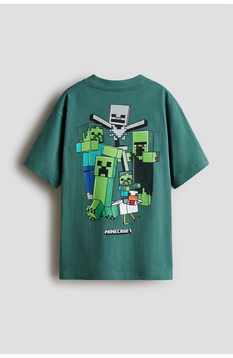 H&M Printed T-shirt, Alternate, color, Green/Minecraft