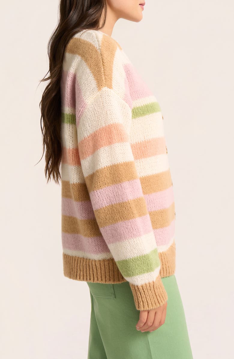 matty m. Lucca Stripe Cardigan, Alternate, color, Camel