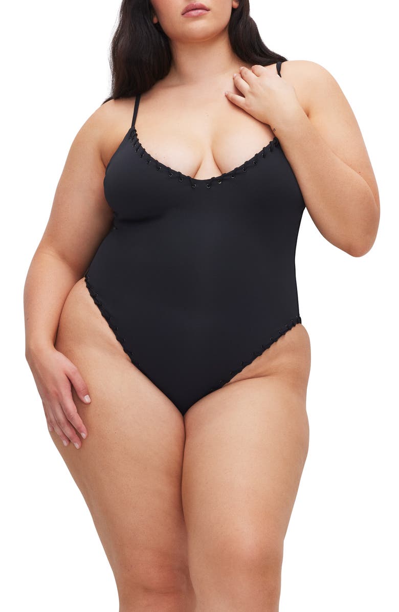 Good American Whip Stitch One-Piece Swimsuit, Alternate, color,