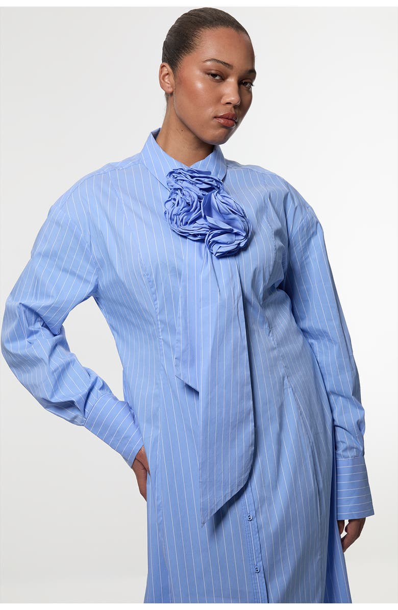 Karen Millen Rosette Woven Shirt Maxi Dress, Alternate, color, Blue