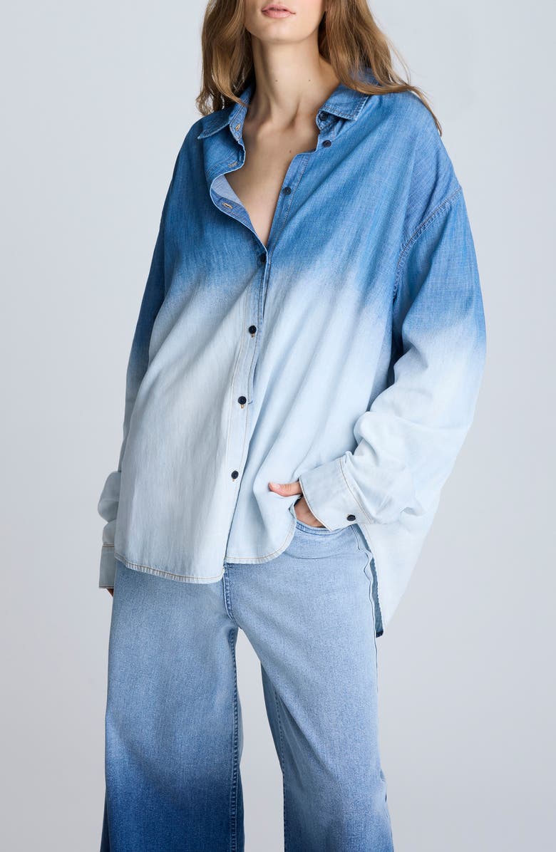 Kenneth Cole Gradient Dye Oversize Button-Up Shirt, Main, color, 