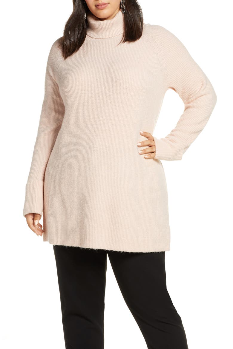 Ribbed Turtleneck Sweater, Main, color, PINK SMOKE