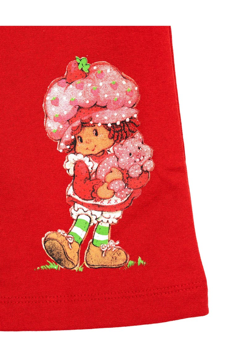 Short Sleeve T-Shirt and Ribbed Flare Pants Set, Alternate, color, Pink Red Strawberry