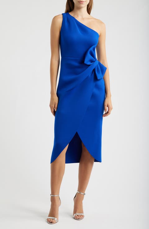 Bow One-Shoulder Cocktail Dress