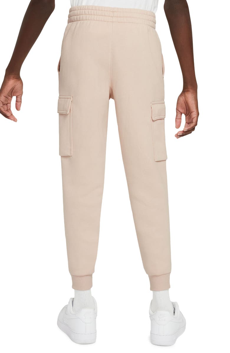 Nike Kids' Sportswear Club Fleece Cargo Joggers, Alternate, color, Sand Drift/ White
