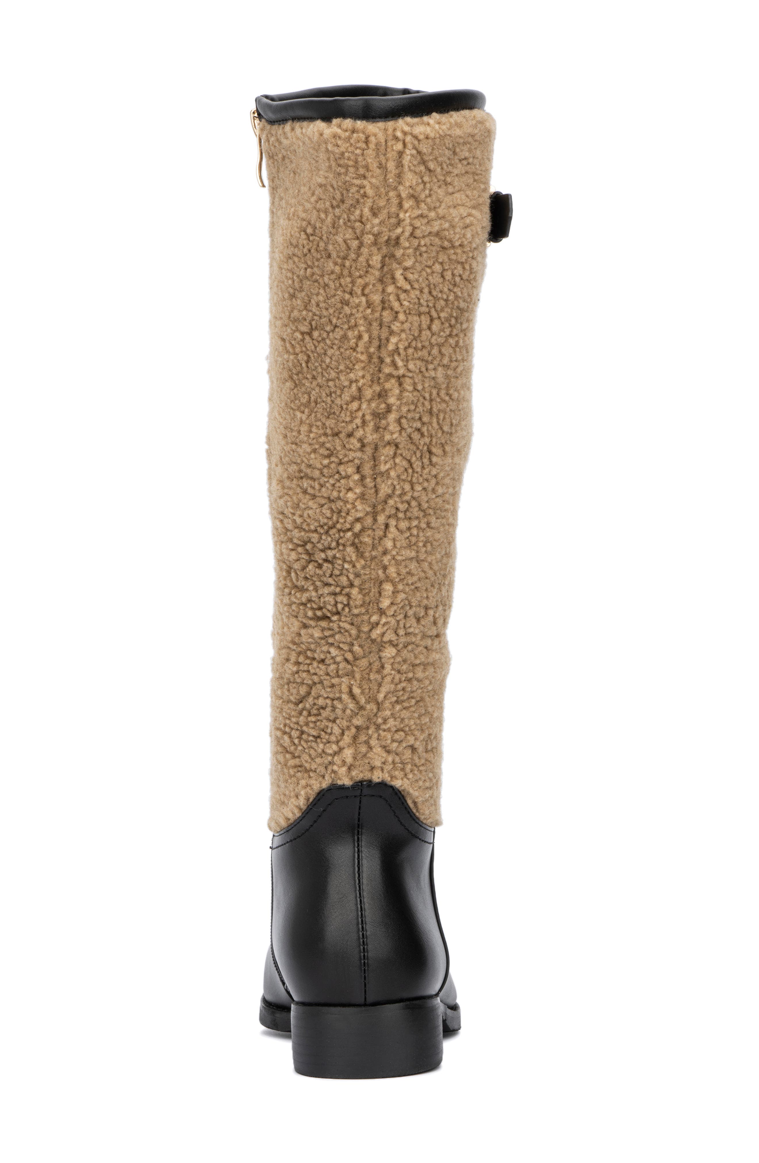 TORGEIS Misty Faux Fur Trimmed Tall Boot, Alternate, color, Black