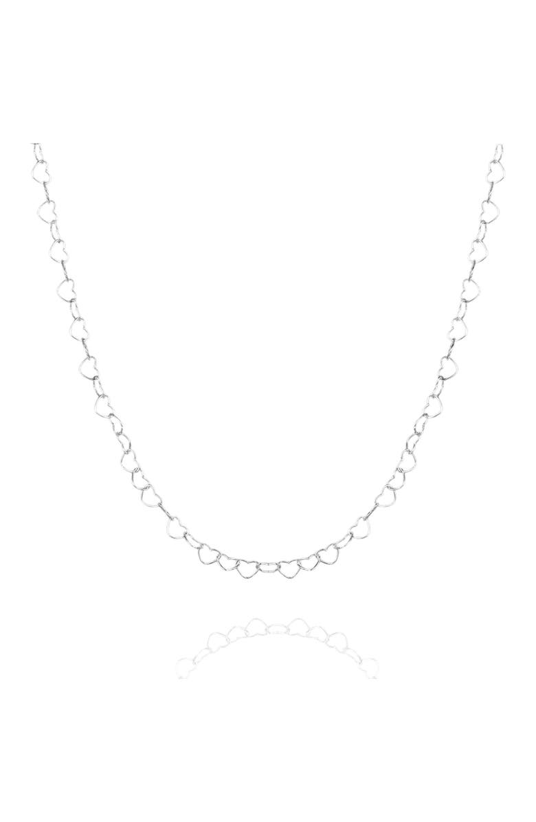 Spero London Love Heart Sterling Silver Chain Necklace, Main, color, Silver