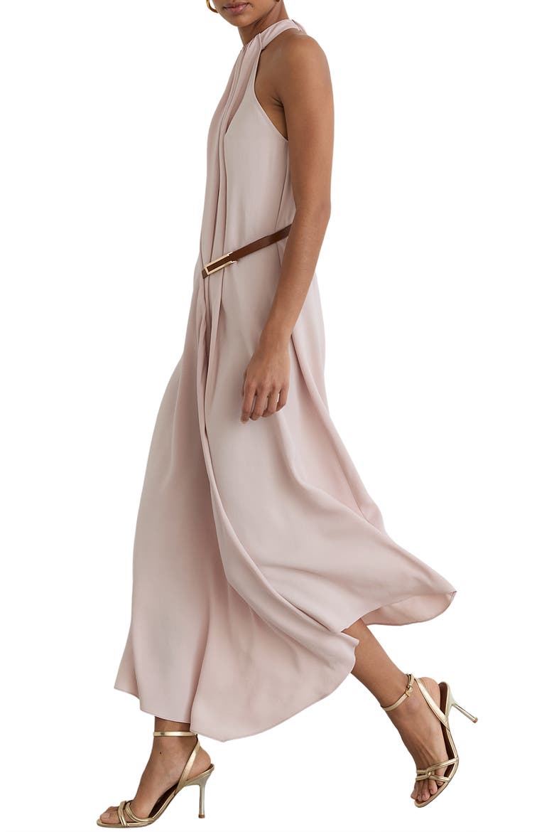 Evie Halter Neck Midi Dress, Alternate, color, PALE PINK
