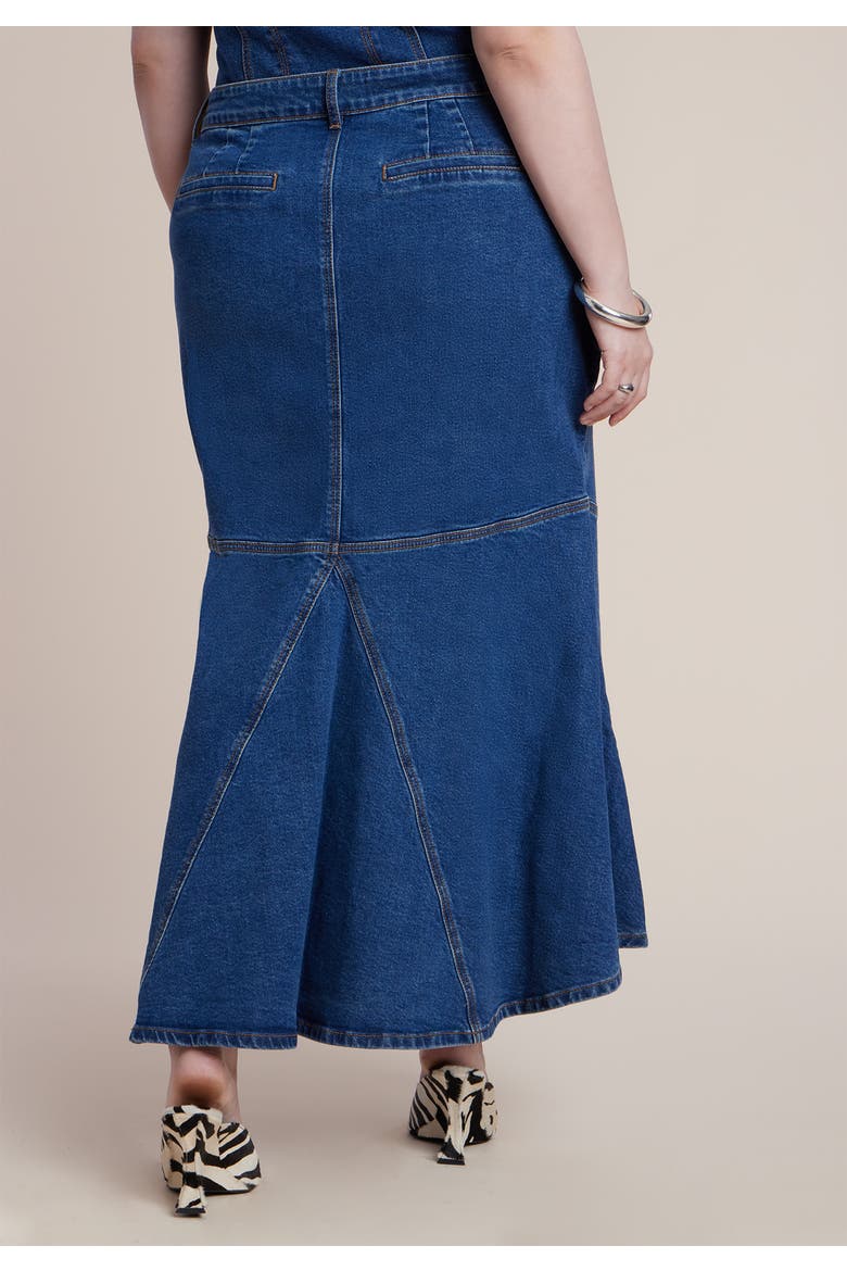 Denim Trumpet Maxi Skirt, Alternate, color, MEDIUM WASH