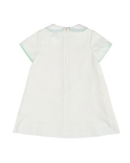 FLORENCE EISEMAN FLORENCE EISEMAN LINEN LOOK DRESS WITH EMBROIDERED FLOWERS 