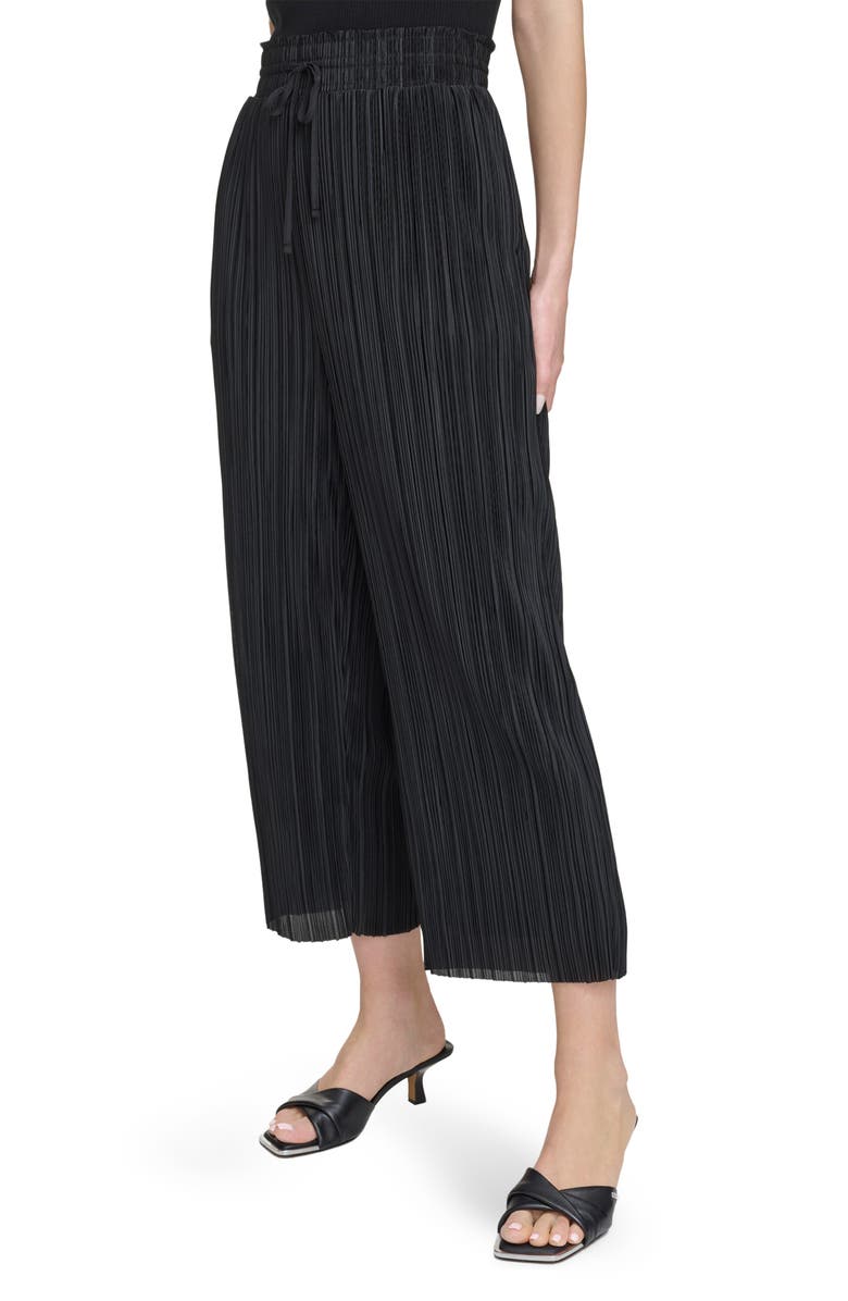 DKNY Pull-On Crop Wide Leg Plissé Pants, Alternate, color, 