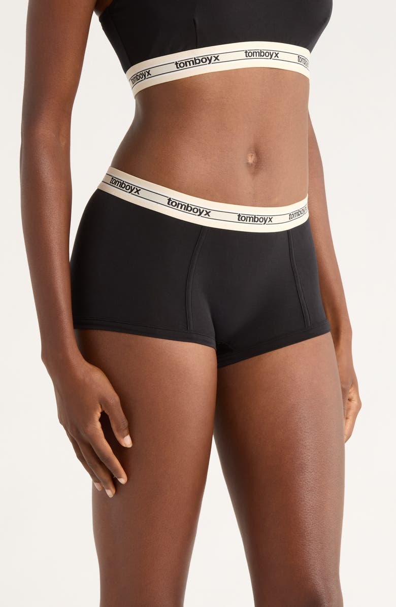 TomboyX Stretch Modal Boyshorts, Alternate, color, Modal Retro Black