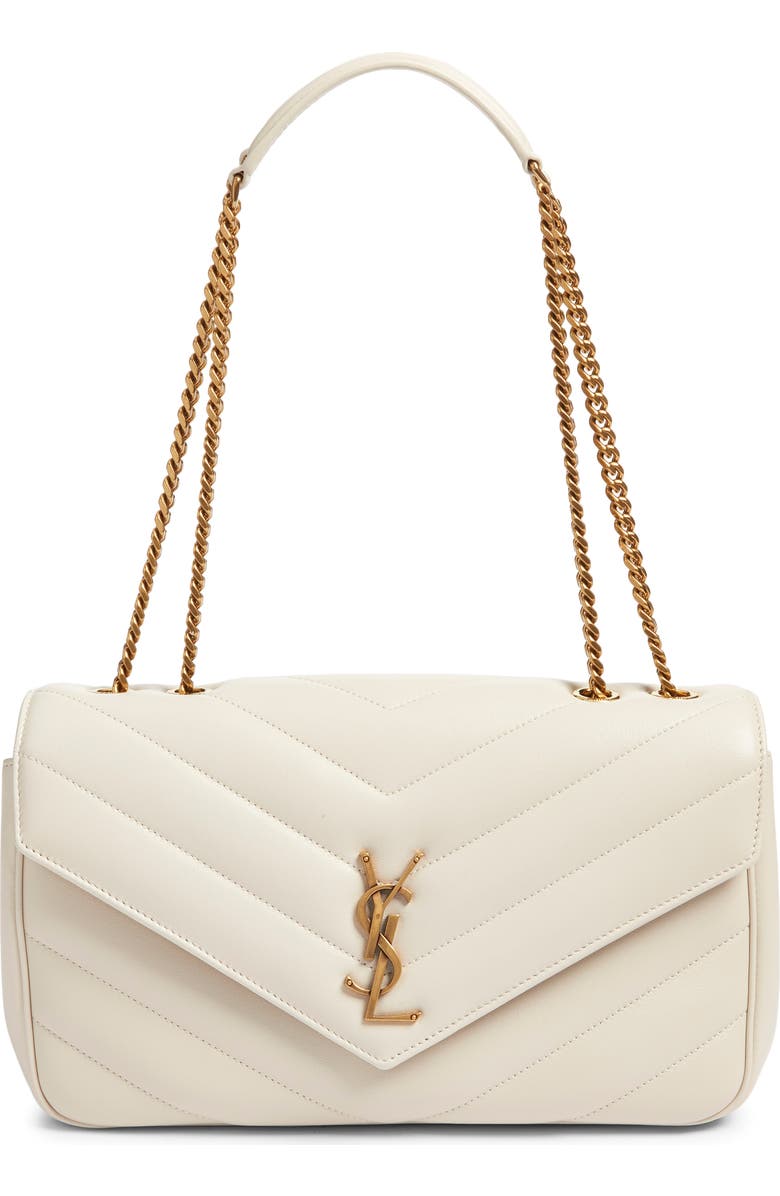 Saint Laurent Medium Loulou Quilted Leather Shoulder Bag, Main, color, Blanc Vintage