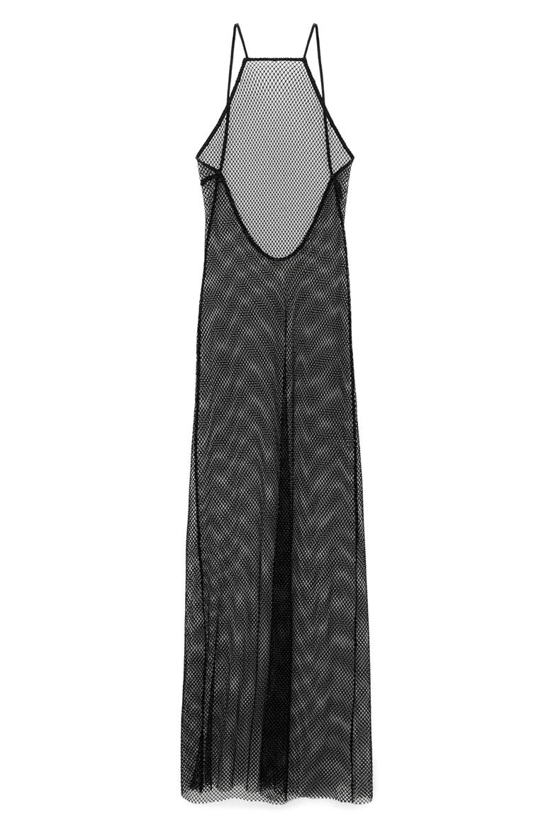 Crystal Mesh Maxi Dress, Alternate, color, BLACK