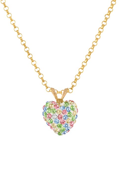 10k Gold Crystal Heart Pendant Necklace