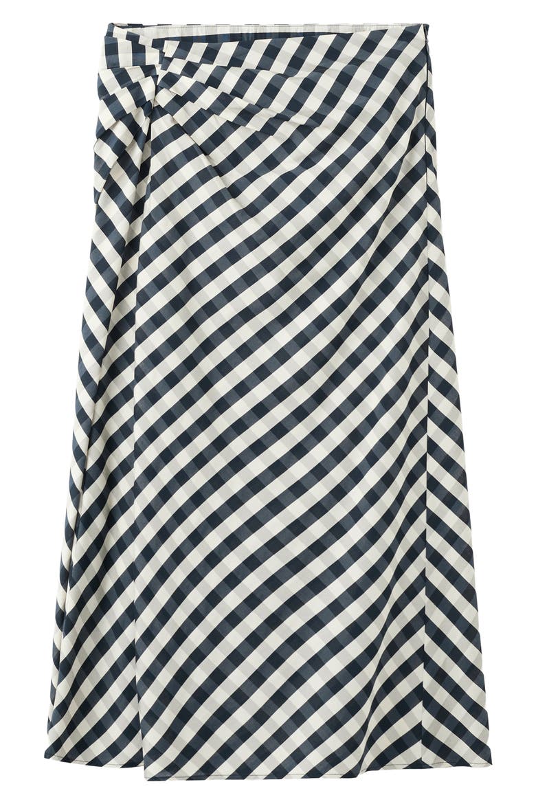 Gingham Midi Skirt, Alternate, color, NAVY