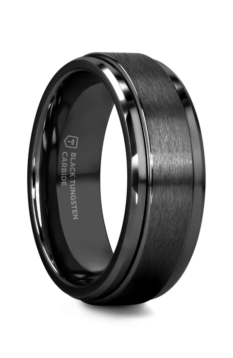 Revolve Tungsten Spinner Ring Brushed Center on Polished Base Comfort Fit