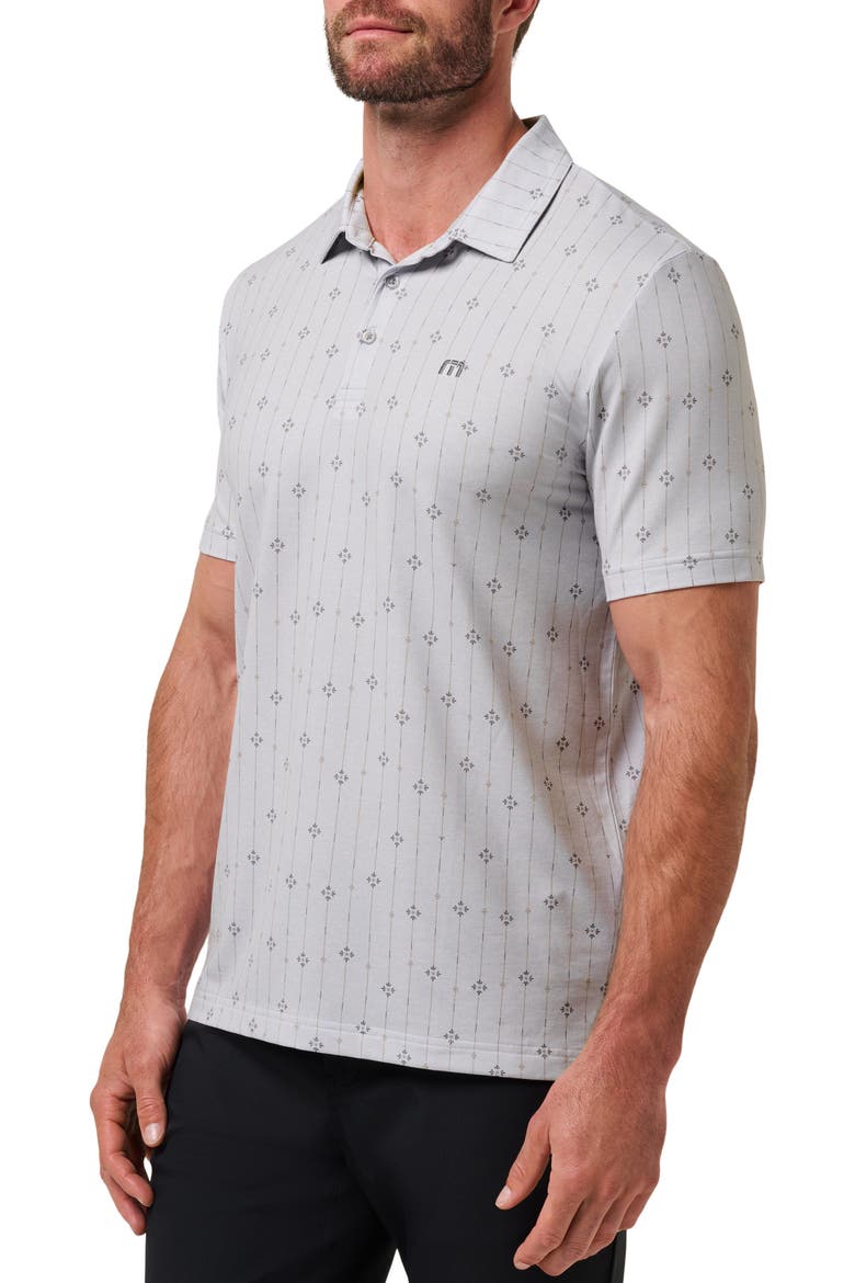 Featherweight Deco Print Polo, Alternate, color, HEATHER LIGHT GREY