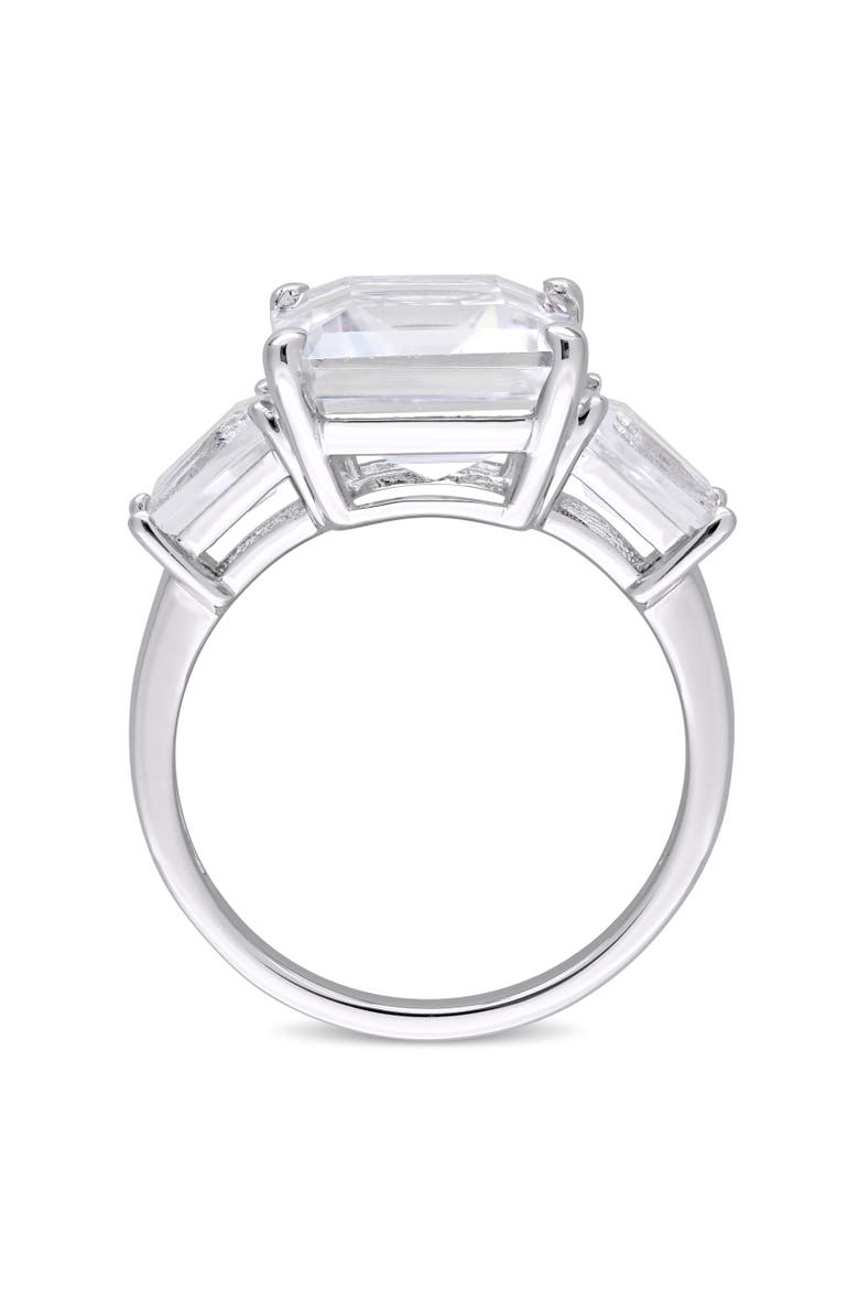 White Topaz Emerald-Cut 3-Stone Ring, Alternate, color, Sterling Silver