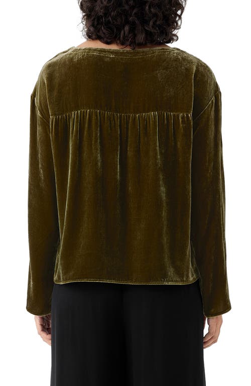 Eileen Fisher Velvet Ballet Neck Top In Serpentine
