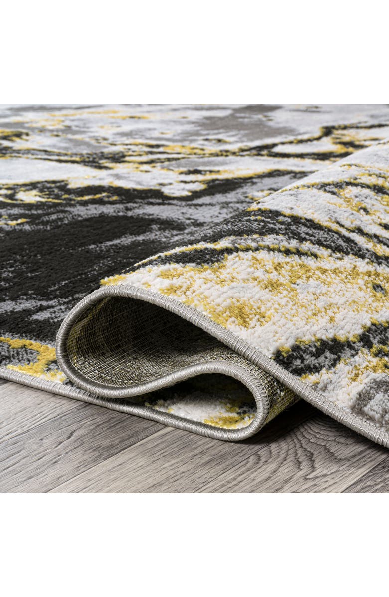 JONATHAN Y Swirl Marbled Abstract Area Rug, Alternate, color, Black/Yellow