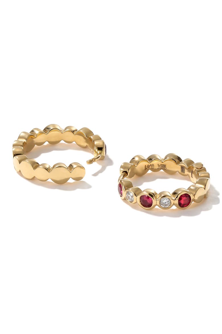 Bubbly Mini Hoop Earrings, Main, color, RUBY