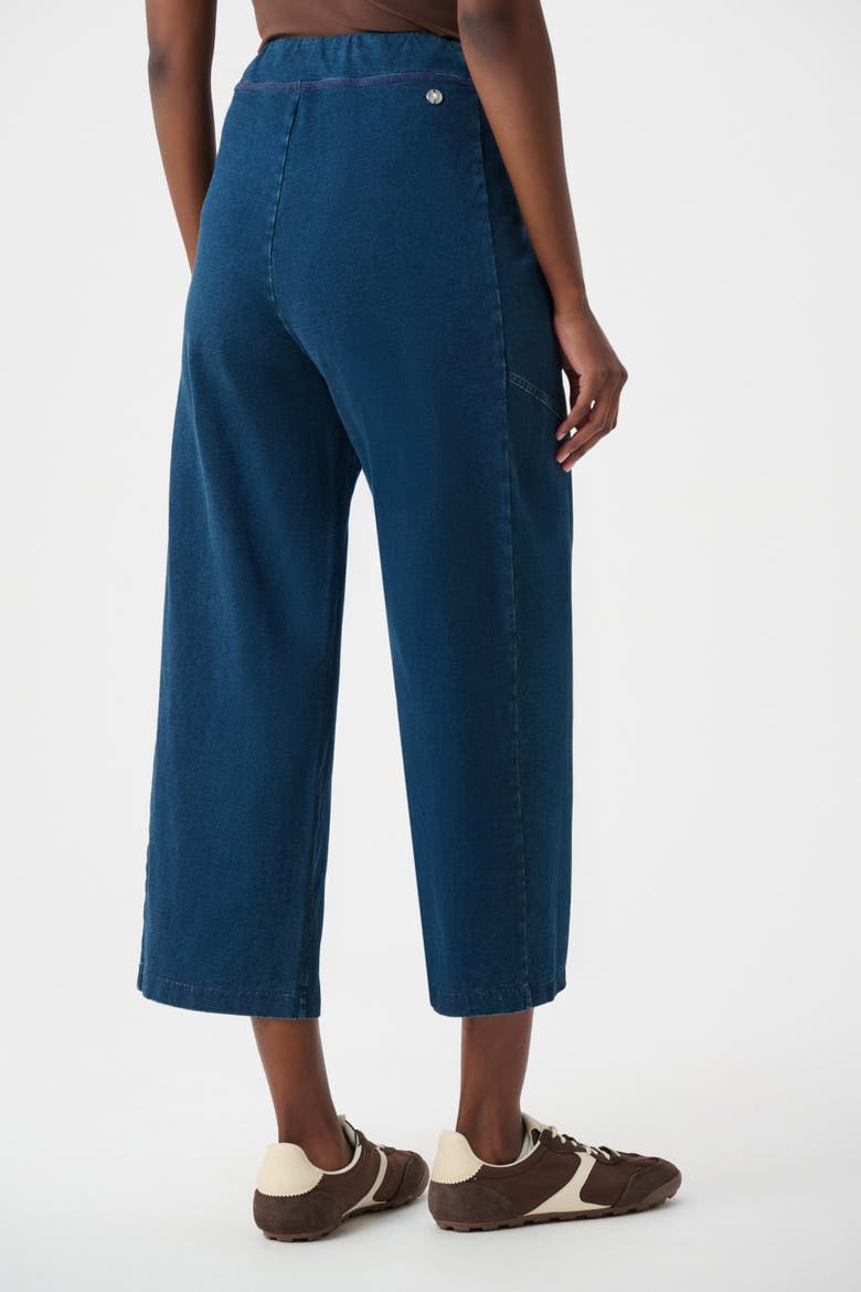 Knit Denim Culotte Pull-On Pants, Alternate, color, Dark Denim Blue