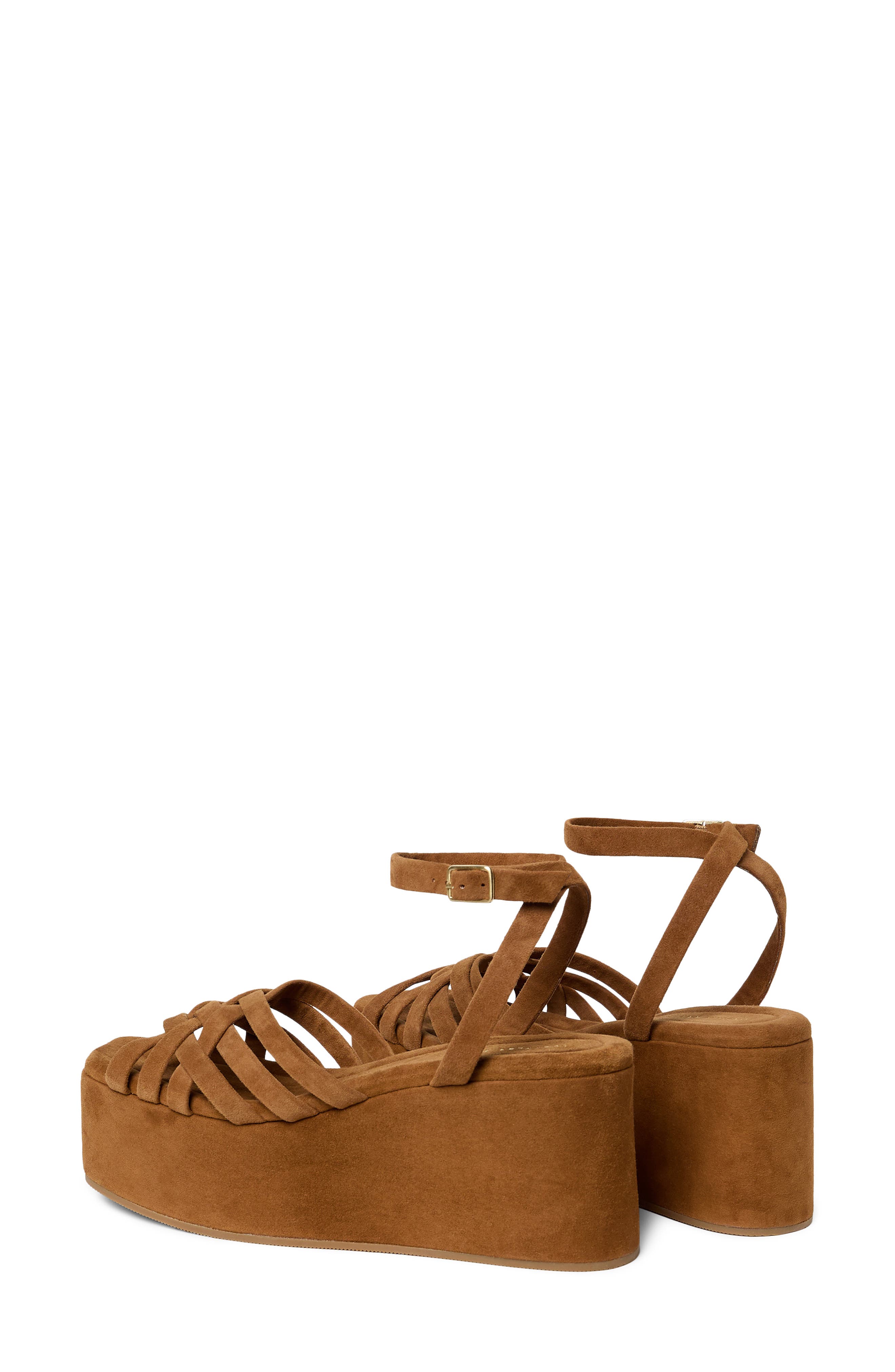 Loeffler Randall Channing Ankle Strap Platform Wedge Sandal, Alternate, color, Cacao