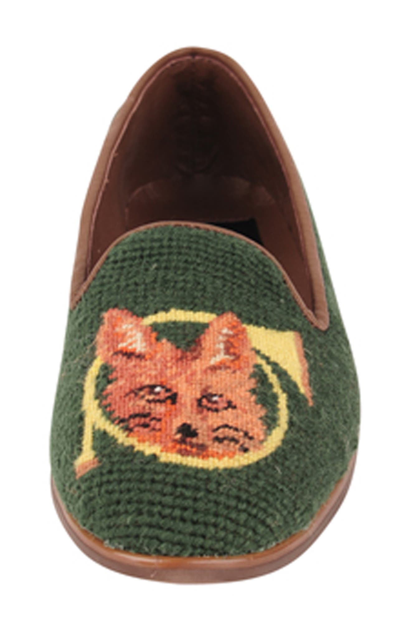 ByPaige Needlepoint Fox & Horn Flat, Alternate, color, Fox And Horn - Forest Green