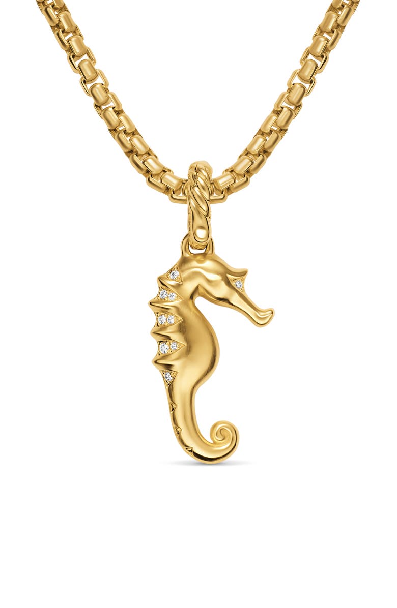 David Yurman Seahorse Amulet in 18K Yellow Gold with Cognac Diamonds & Diamonds, 22mm, Alternate, color, Gold