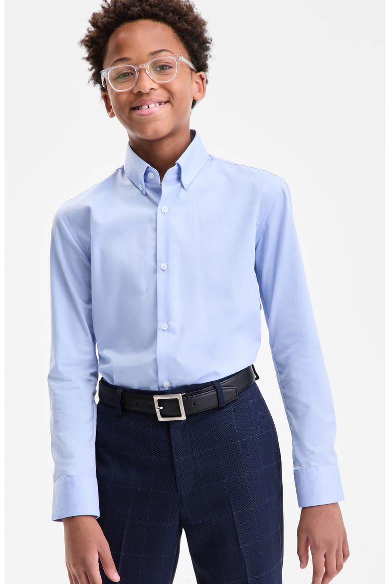 Kids' Solid Dress Shirt, Main, color, BLUE