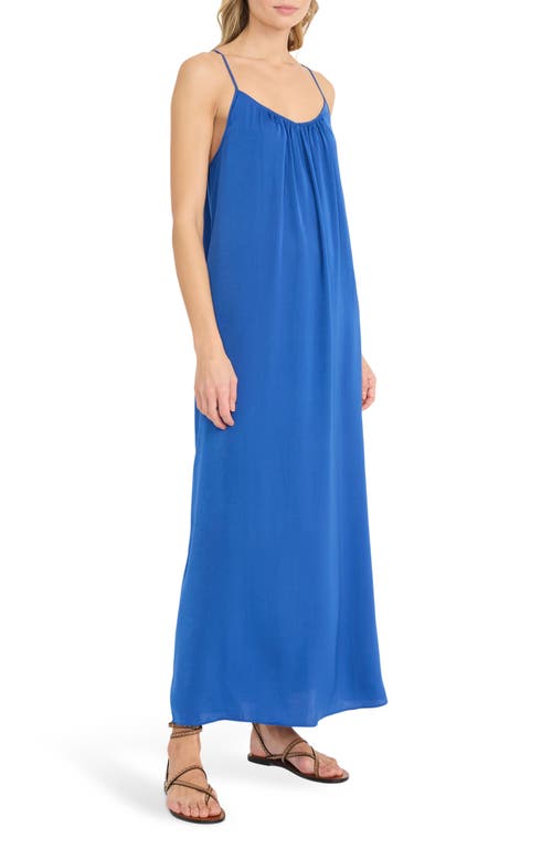 The Good Journey Textured Satin Maxi Dress In Blue